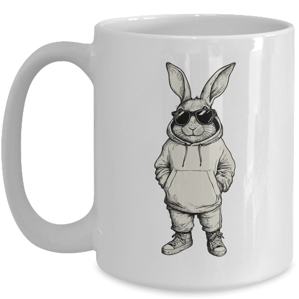 Bunny Face With Sunglasses Easter Day For Boys Men Kids Mug | siriusteestore