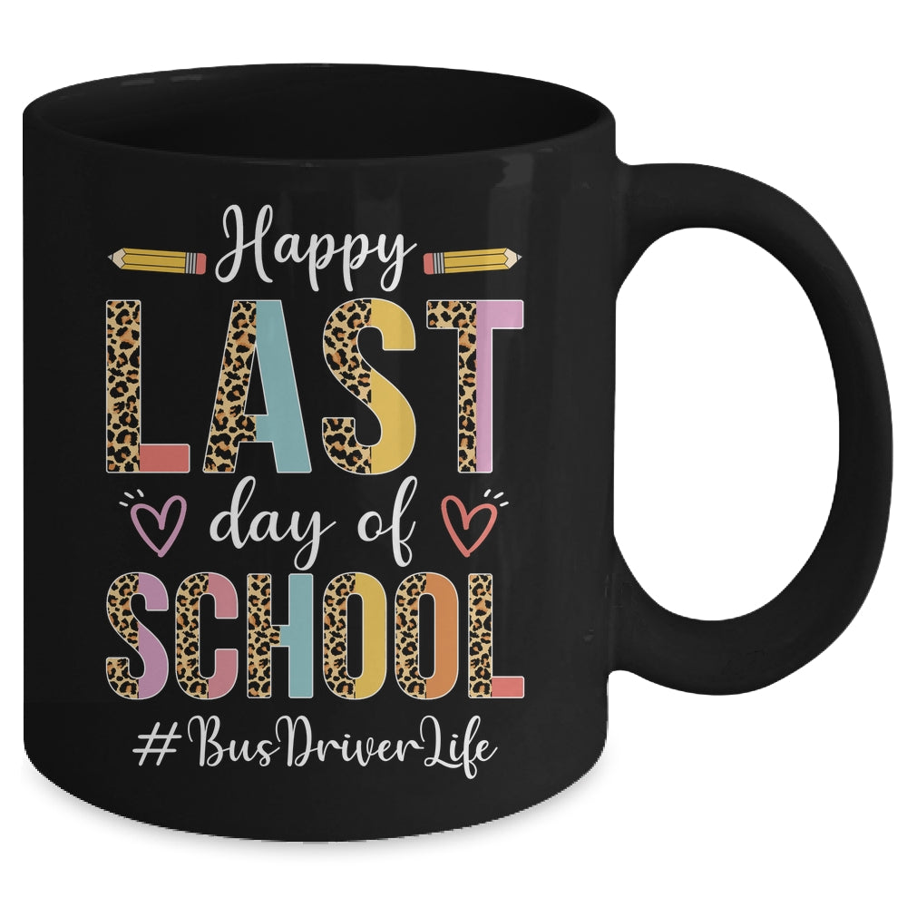 Bus Driver Happy Last Day Of School Summer Funny Leopard Mug | siriusteestore