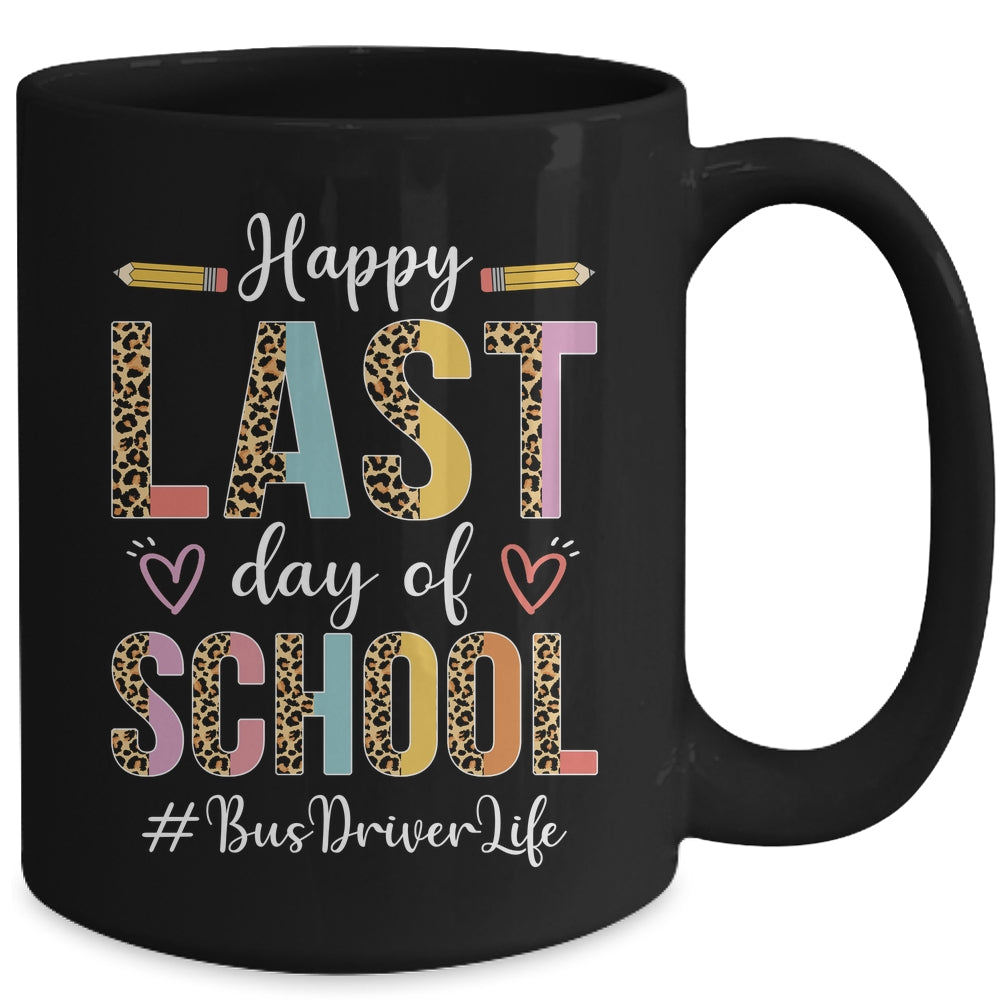 Bus Driver Happy Last Day Of School Summer Funny Leopard Mug | siriusteestore