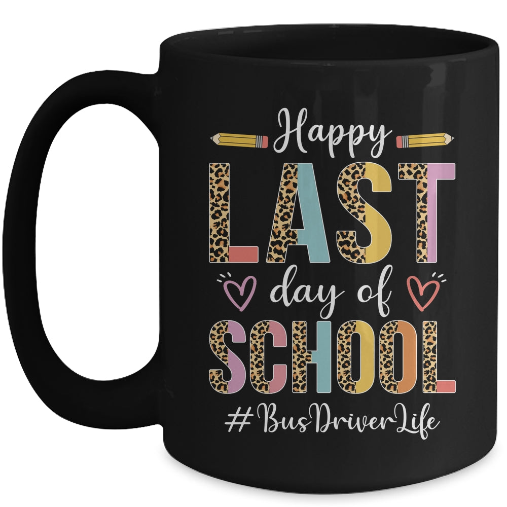 Bus Driver Happy Last Day Of School Summer Funny Leopard Mug | siriusteestore