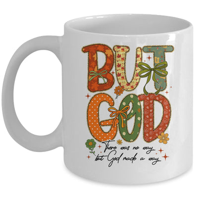 But God Christian Fall Autumn Thankful Floral Coquette Bow Mug | siriusteestore