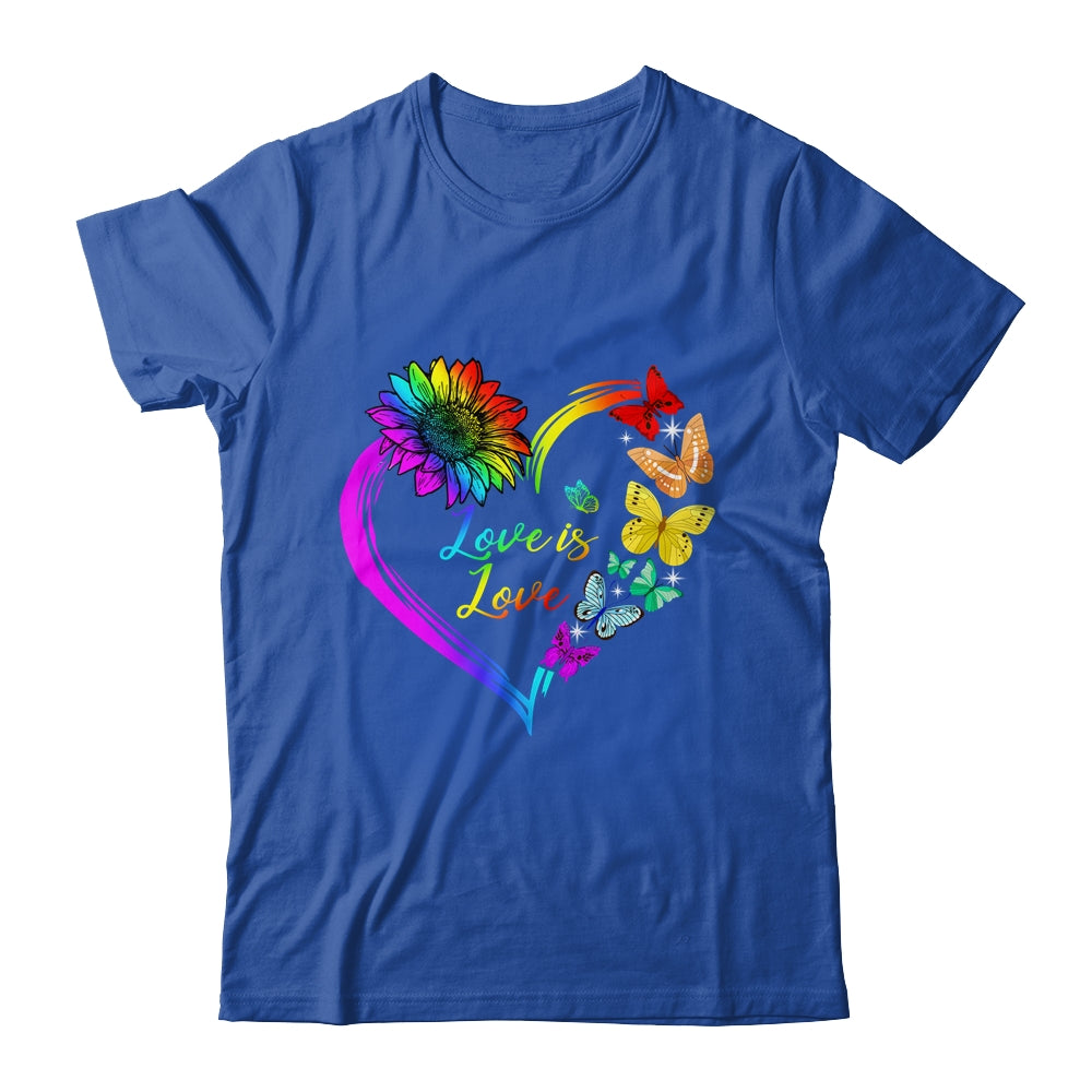 Butterfly Heart Rainbow Love Is Love LGBT Gay Lesbian Pride Shirt & Tank Top | siriusteestore