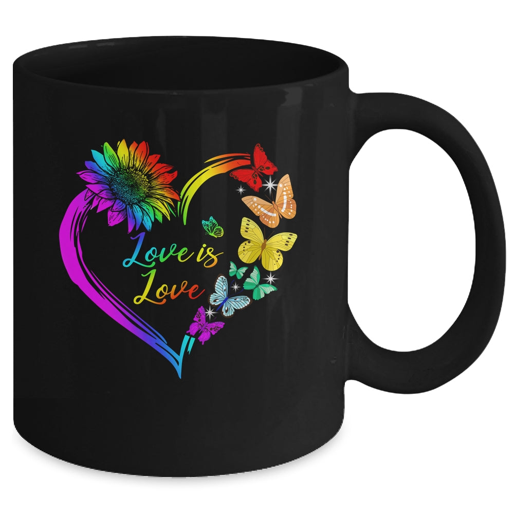 Butterfly Heart Rainbow Love Is Love LGBT Gay Lesbian Pride Mug | siriusteestore