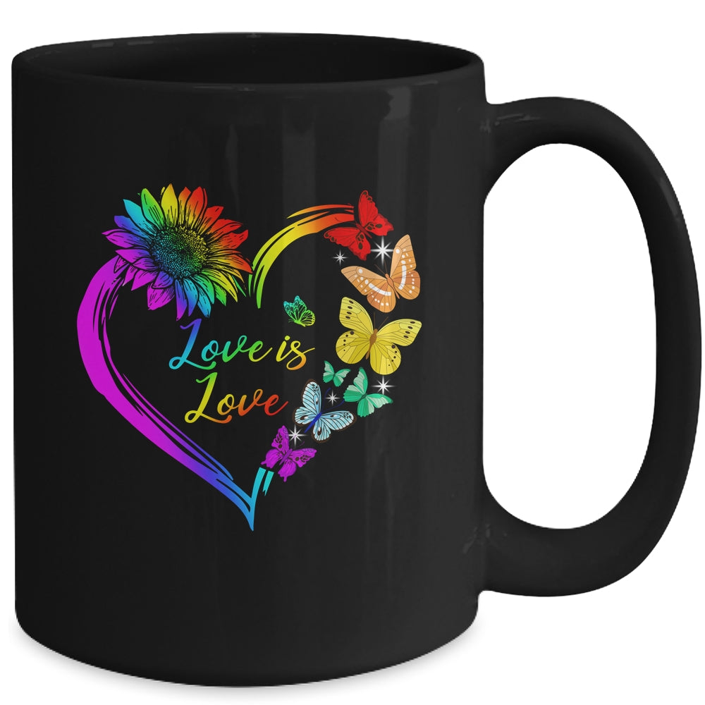 Butterfly Heart Rainbow Love Is Love LGBT Gay Lesbian Pride Mug | siriusteestore