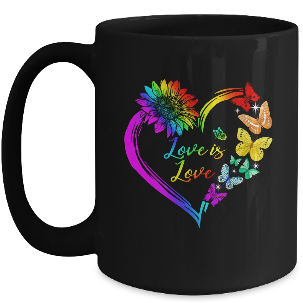 Butterfly Heart Rainbow Love Is Love LGBT Gay Lesbian Pride Mug | siriusteestore