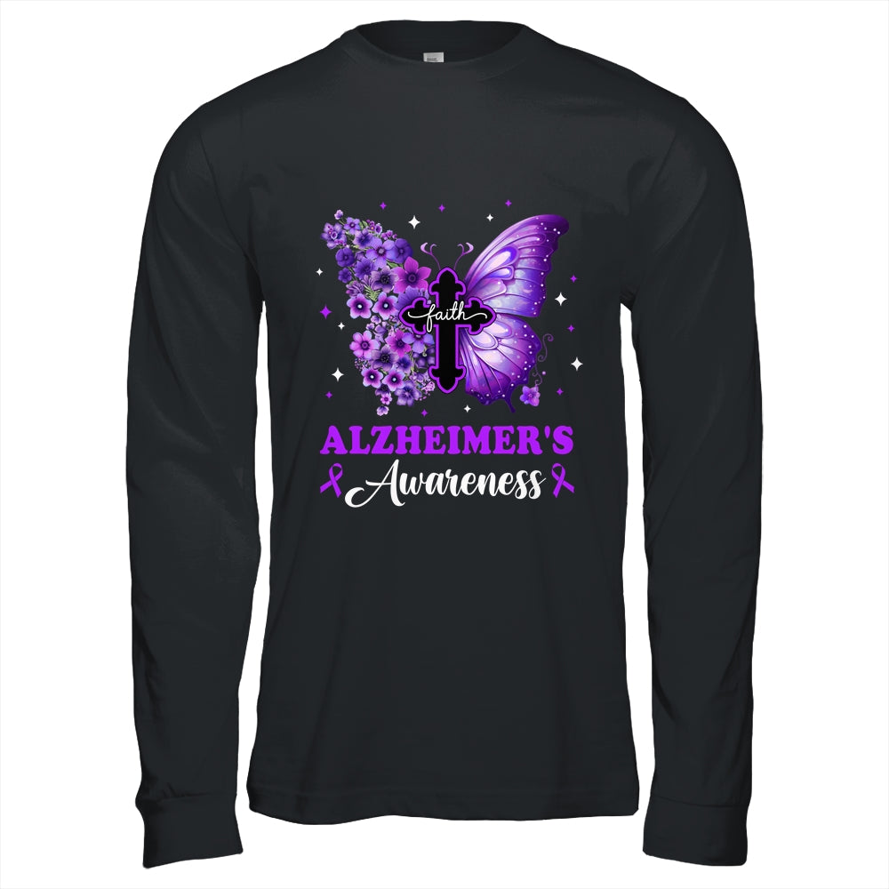 Butterfly Purple Faith Support Fight Alzheimer's Awareness Shirt & Hoodie | siriusteestore
