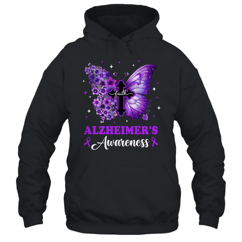 Butterfly Purple Faith Support Fight Alzheimer's Awareness Shirt & Hoodie | siriusteestore