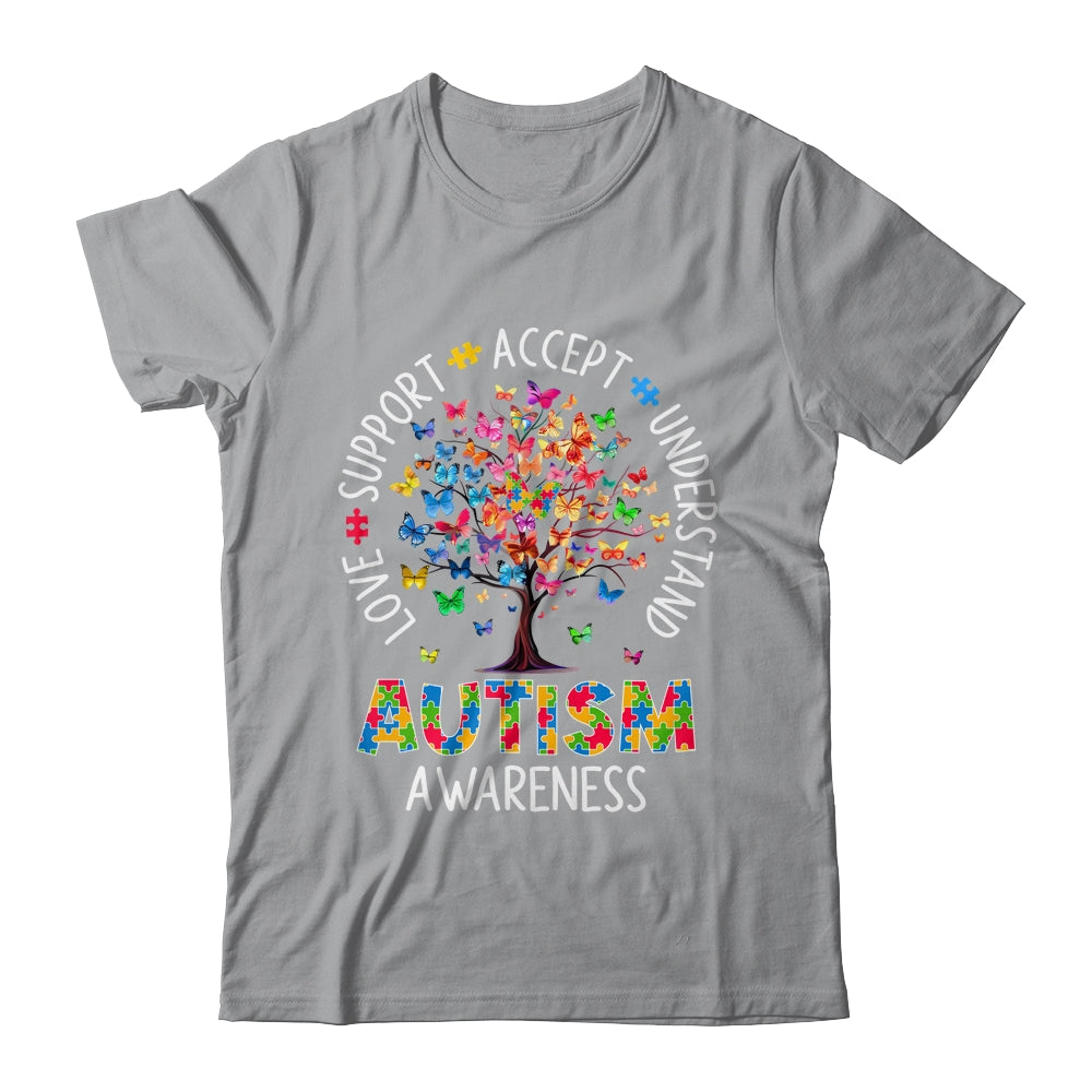 Butterfly Tree Autism Love Accept Support Autism Month Shirt & Tank Top | siriusteestore