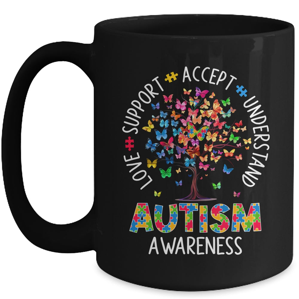 Butterfly Tree Autism Love Accept Support Autism Month Mug | siriusteestore