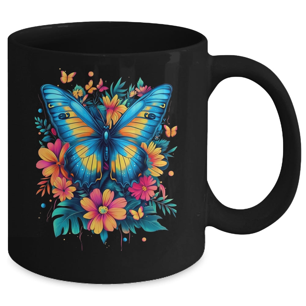 Butterfly With Flowers I Aesthetic Butterfly Boho Floral Mug | siriusteestore