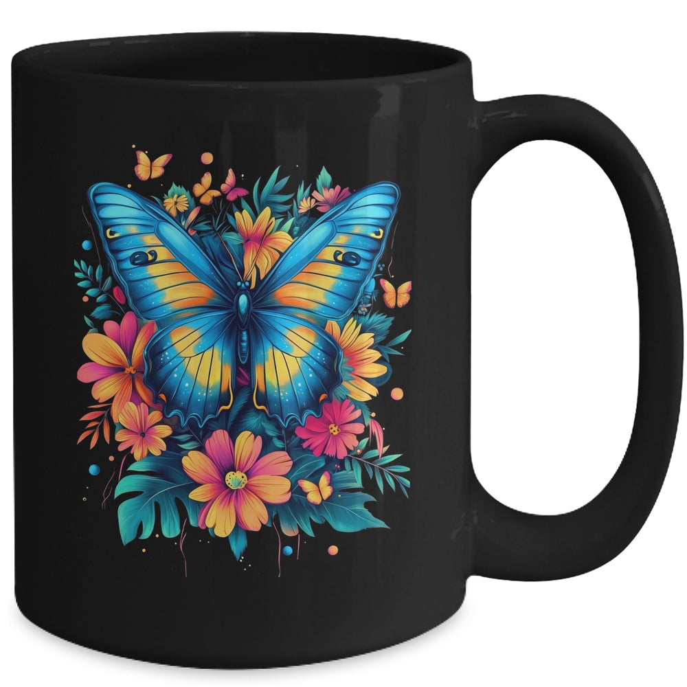 Butterfly With Flowers I Aesthetic Butterfly Boho Floral Mug | siriusteestore