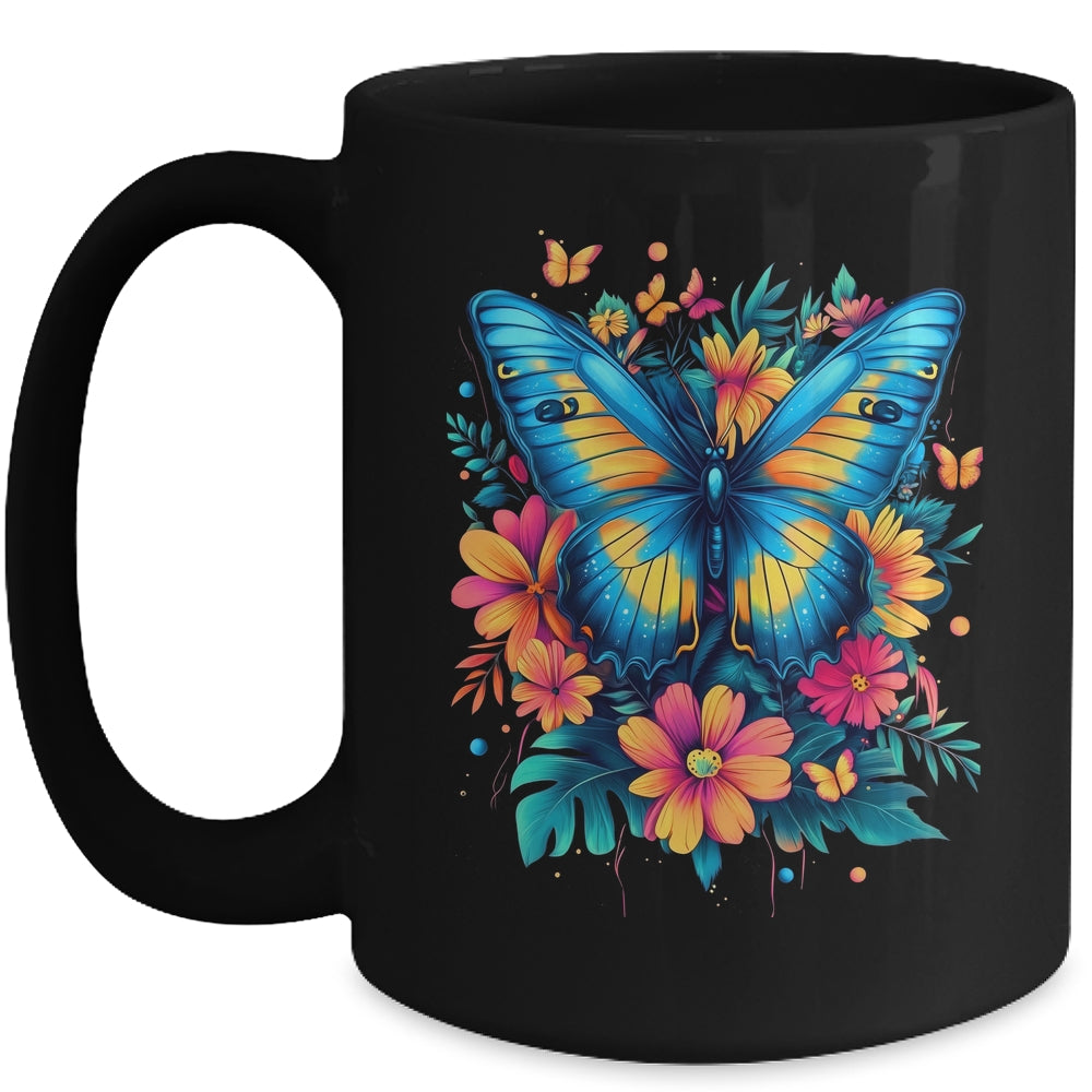 Butterfly With Flowers I Aesthetic Butterfly Boho Floral Mug | siriusteestore