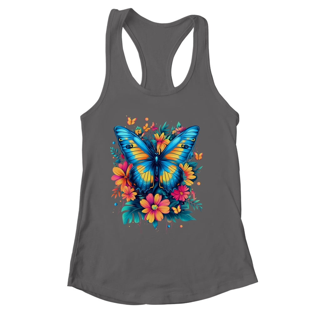 Butterfly With Flowers I Aesthetic Butterfly Boho Floral Shirt & Tank Top | siriusteestore