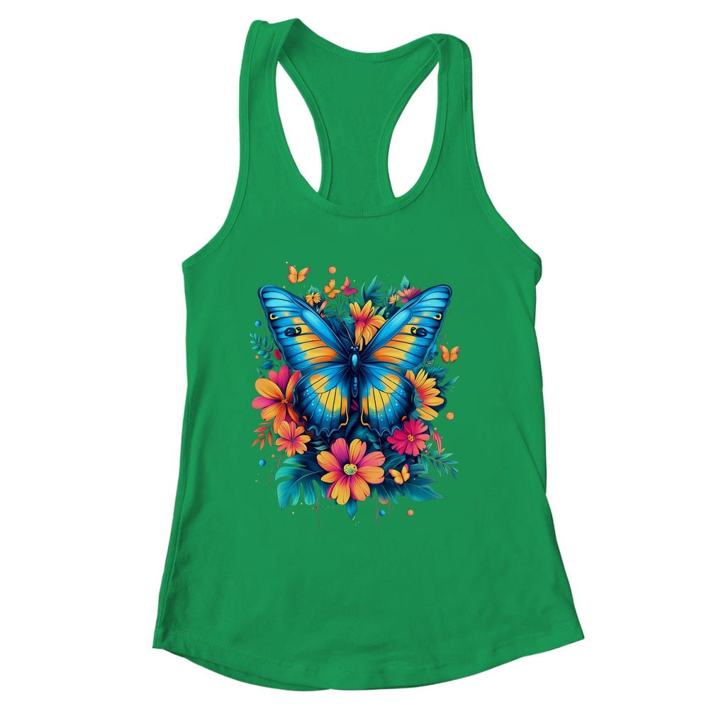 Butterfly With Flowers I Aesthetic Butterfly Boho Floral Shirt & Tank Top | siriusteestore