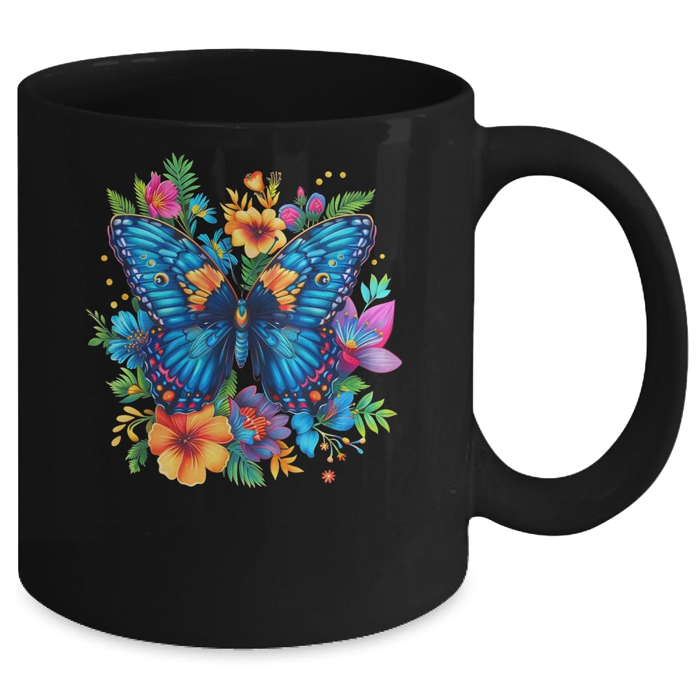 Butterfly With Flowers I Aesthetic Butterfly Lover Art Mug | siriusteestore