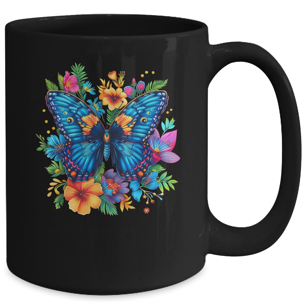 Butterfly With Flowers I Aesthetic Butterfly Lover Art Mug | siriusteestore