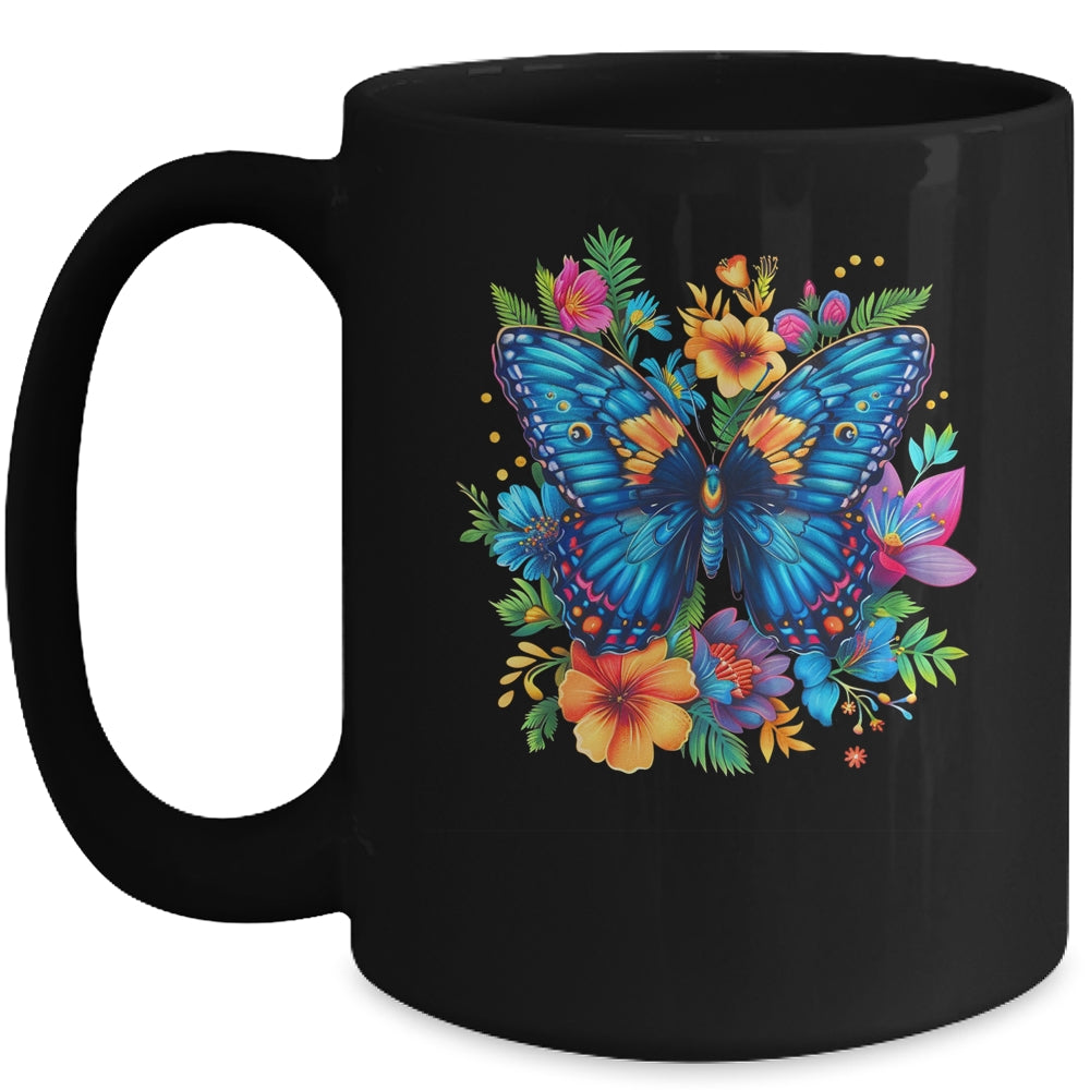 Butterfly With Flowers I Aesthetic Butterfly Lover Art Mug | siriusteestore