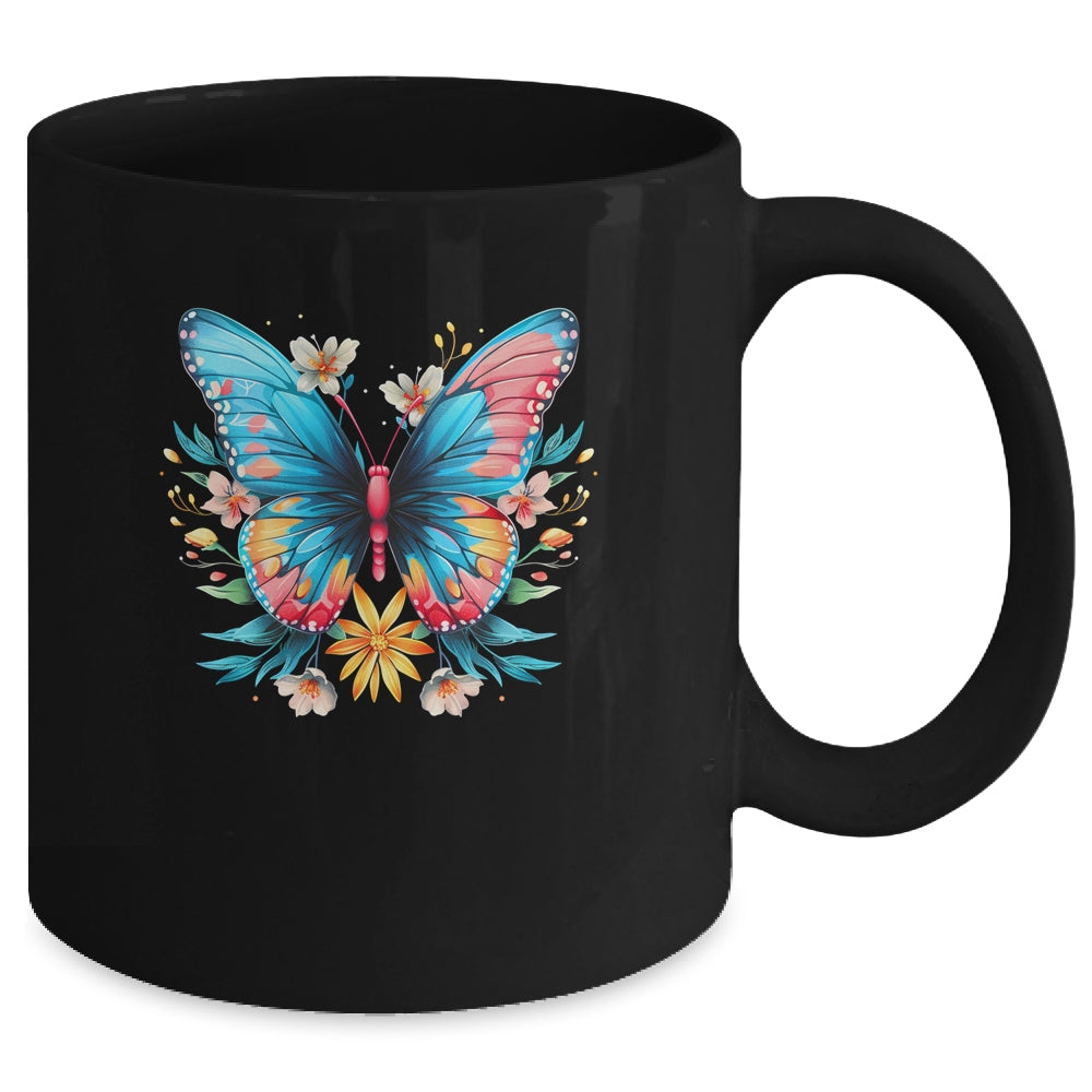 Butterfly With Flowers I Aesthetic Butterfly Mug | siriusteestore