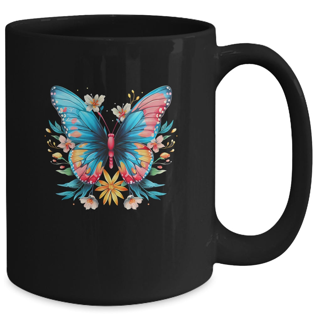 Butterfly With Flowers I Aesthetic Butterfly Mug | siriusteestore