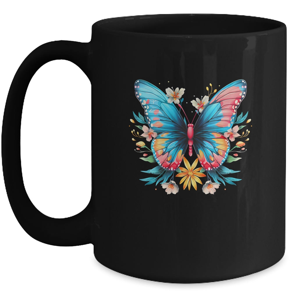 Butterfly With Flowers I Aesthetic Butterfly Mug | siriusteestore