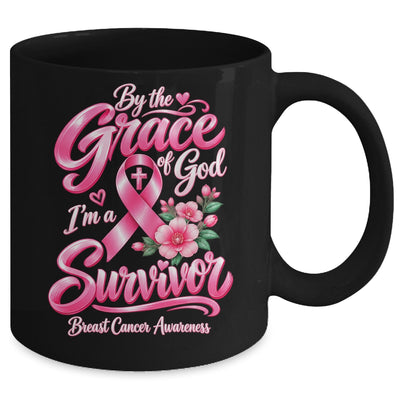 By The Grace God I'M A Survivor Breast Cancer Christian Mug | siriusteestore