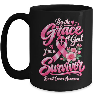 By The Grace God I'M A Survivor Breast Cancer Christian Mug | siriusteestore