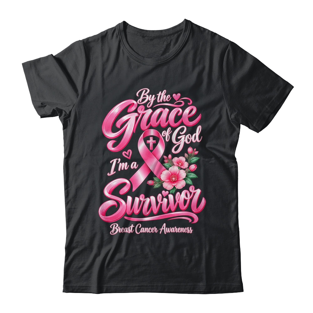 By The Grace God I'M A Survivor Breast Cancer Christian Shirt & Hoodie | siriusteestore