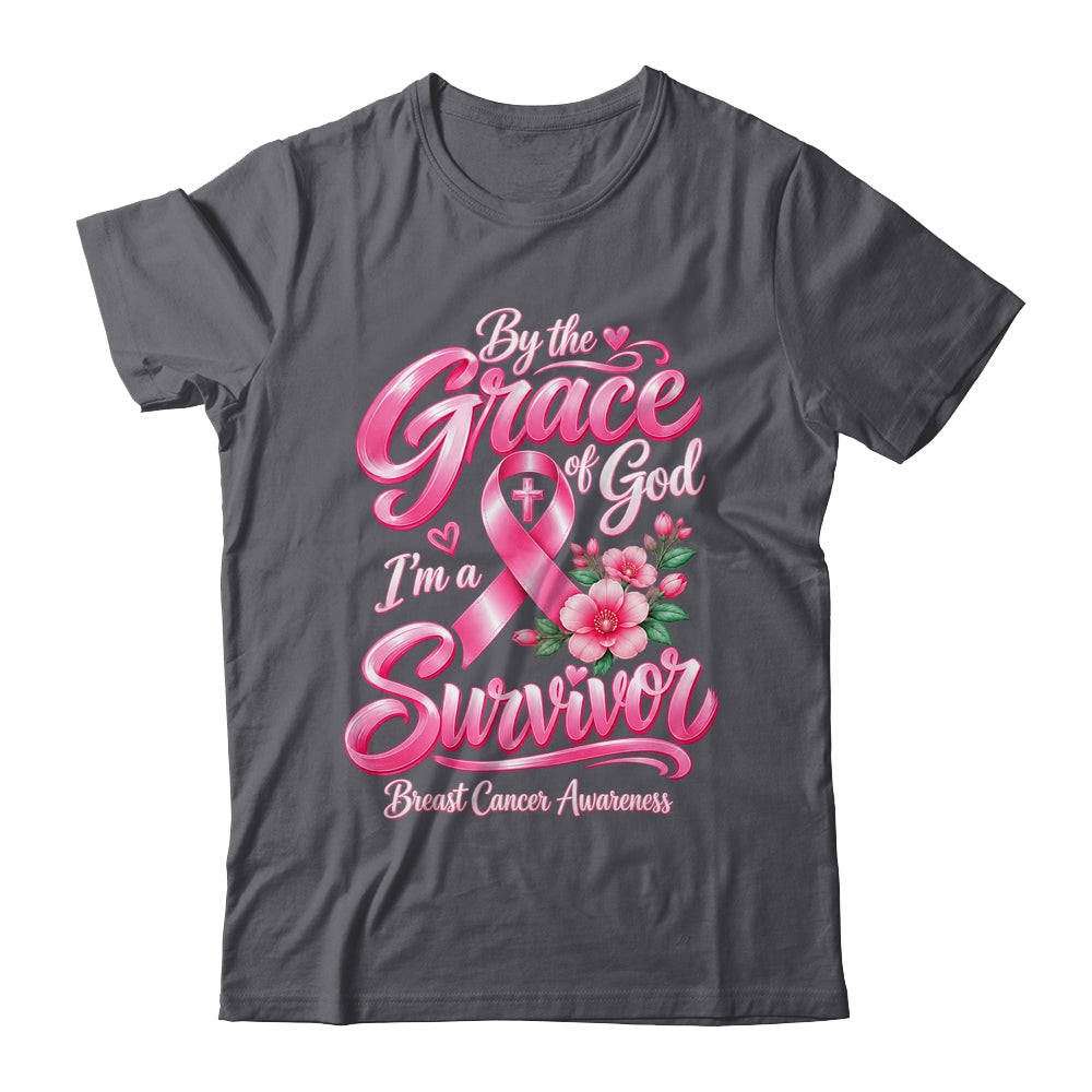 By The Grace God I'M A Survivor Breast Cancer Christian Shirt & Hoodie | siriusteestore