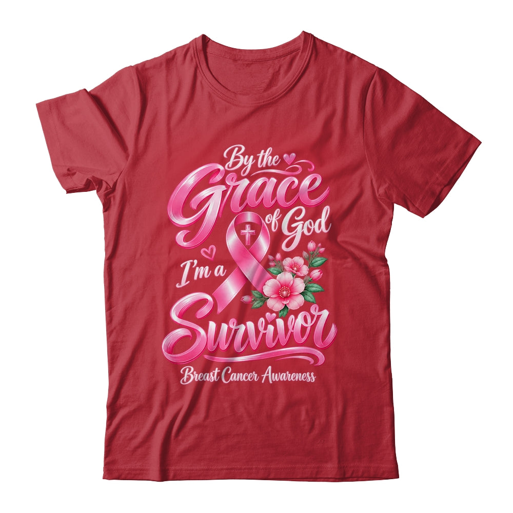 By The Grace God I'M A Survivor Breast Cancer Christian Shirt & Hoodie | siriusteestore