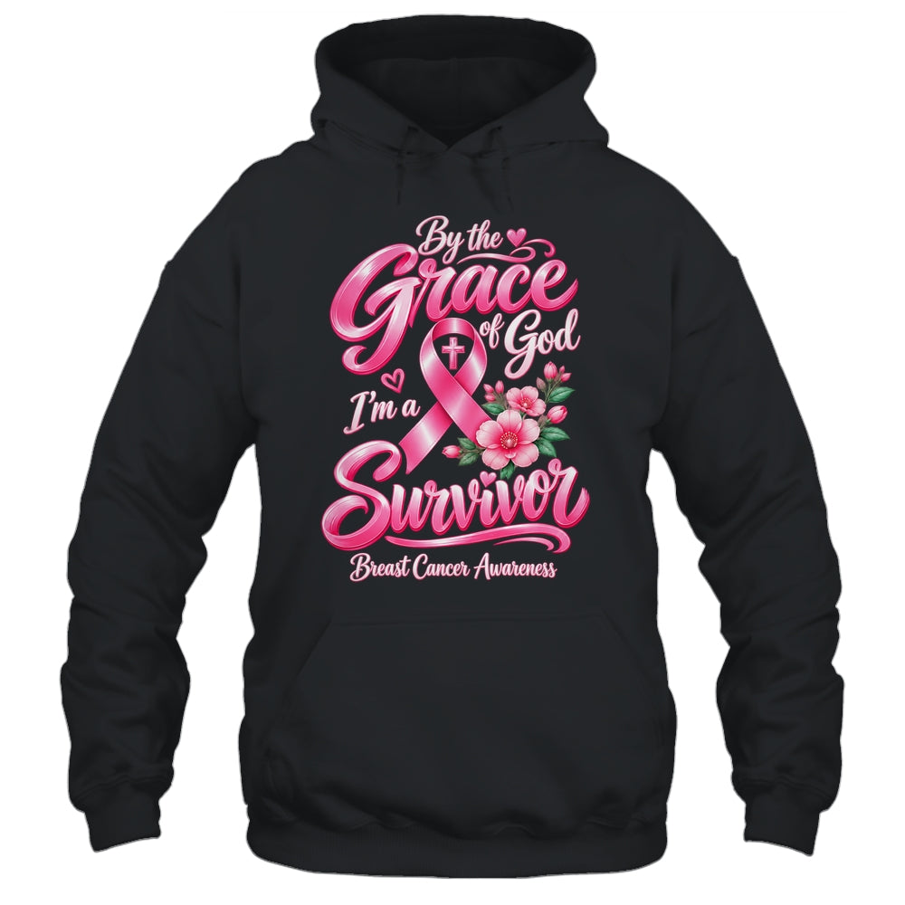 By The Grace God I'M A Survivor Breast Cancer Christian Shirt & Hoodie | siriusteestore