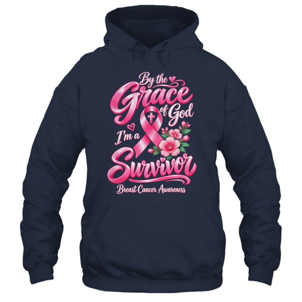 By The Grace God I'M A Survivor Breast Cancer Christian Shirt & Hoodie | siriusteestore