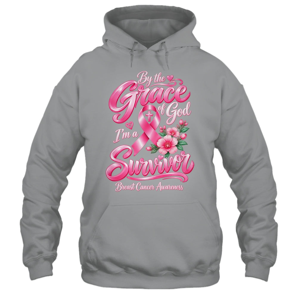 By The Grace God I'M A Survivor Breast Cancer Christian Shirt & Hoodie | siriusteestore