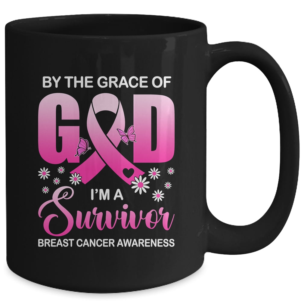 By The Grace God I'm A Survivor Breast Cancer Awareness Mug | siriusteestore