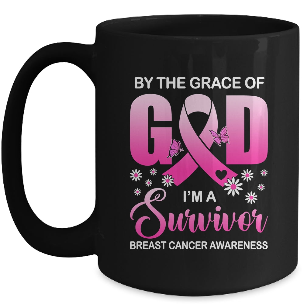 By The Grace God I'm A Survivor Breast Cancer Awareness Mug | siriusteestore