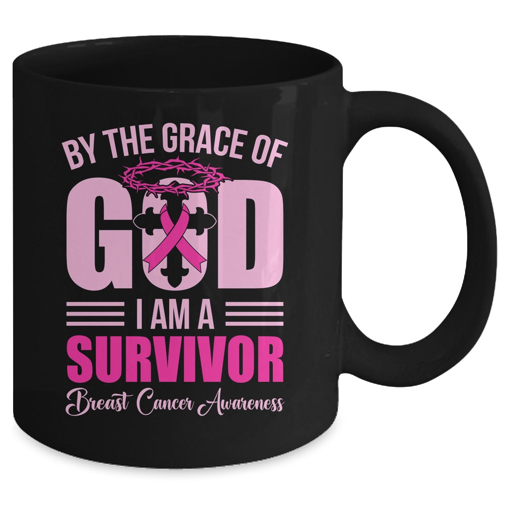 By The Grace God Im A Survivor Breast Cancer Survivor Mug | siriusteestore