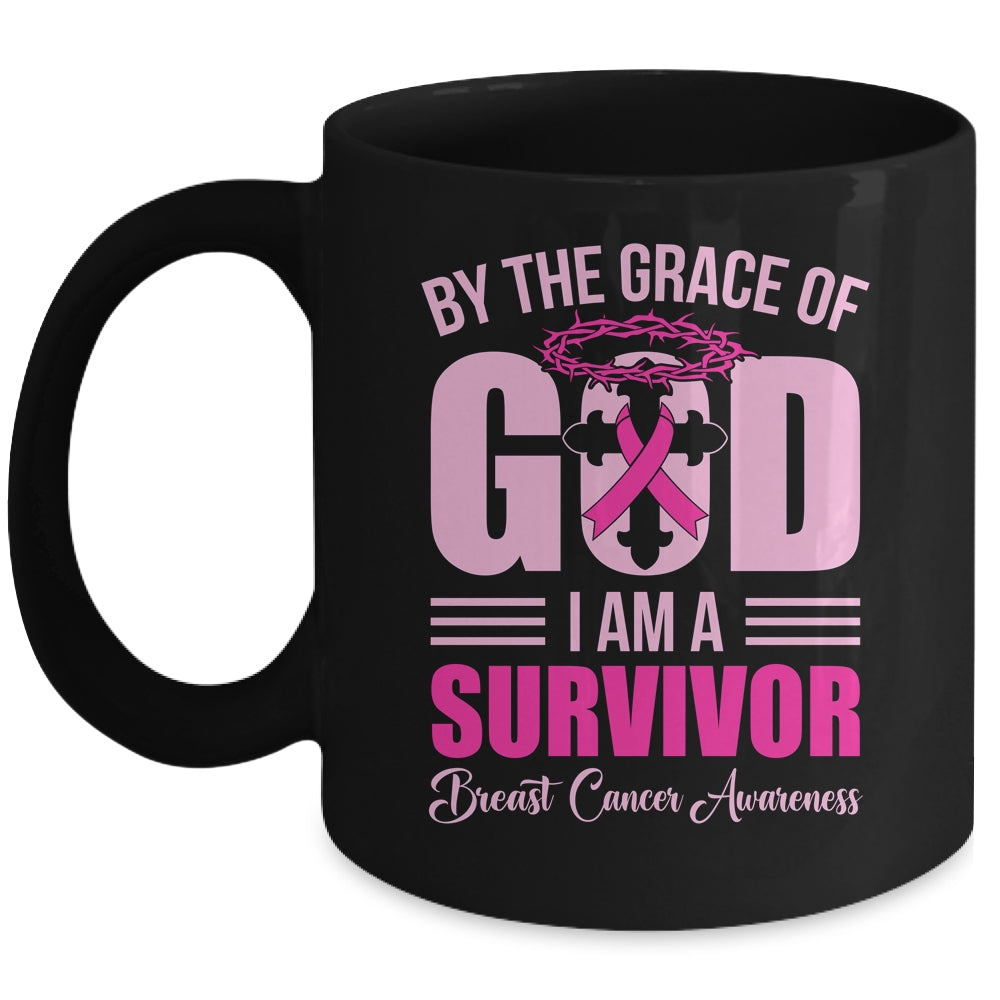 By The Grace God Im A Survivor Breast Cancer Survivor Mug | siriusteestore
