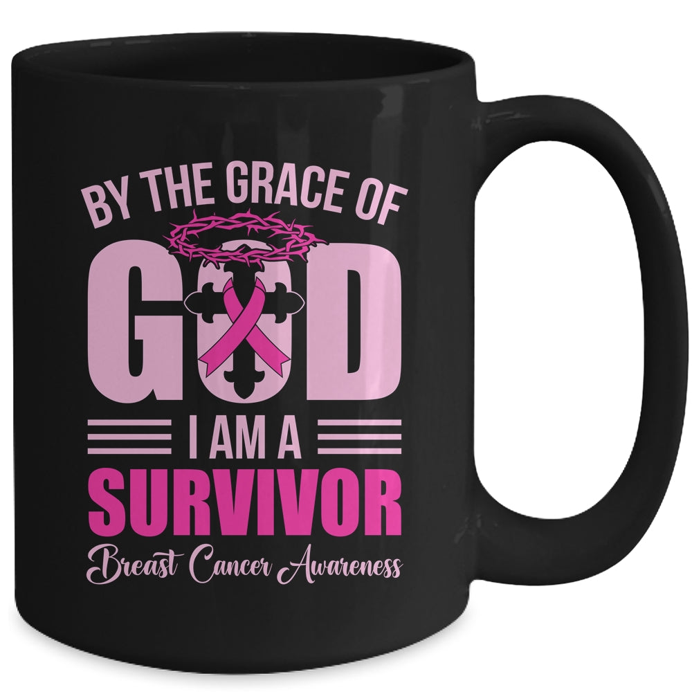 By The Grace God Im A Survivor Breast Cancer Survivor Mug | siriusteestore