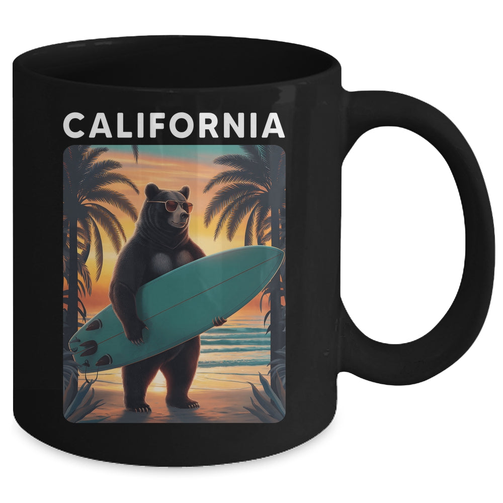 California Cool Republic Bear Surfing Beach California Retro Mug | siriusteestore