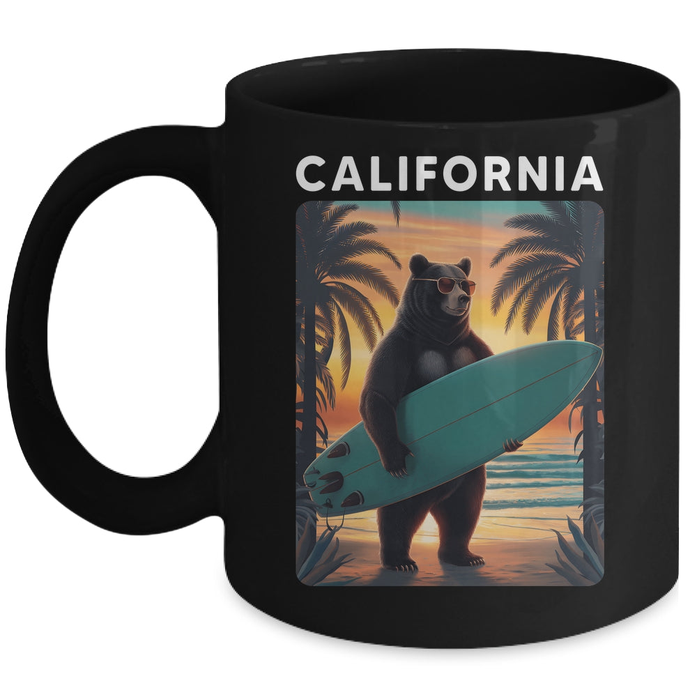California Cool Republic Bear Surfing Beach California Retro Mug | siriusteestore