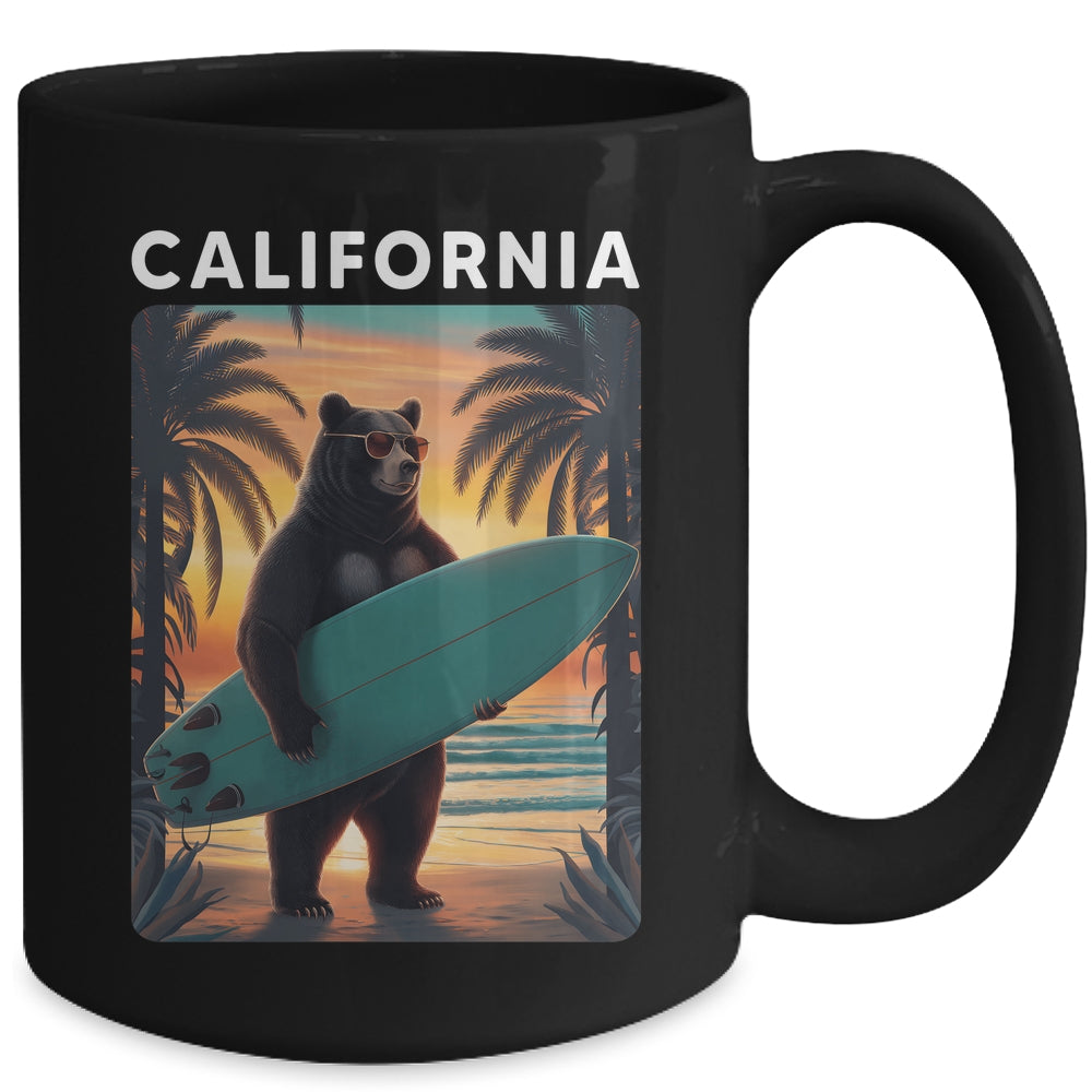 California Cool Republic Bear Surfing Beach California Retro Mug | siriusteestore