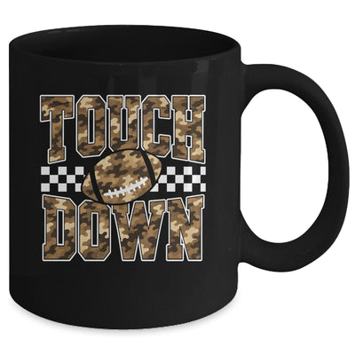 Camo Checkered Football Touchdown Game Day Fall Season Mom Mug | siriusteestore