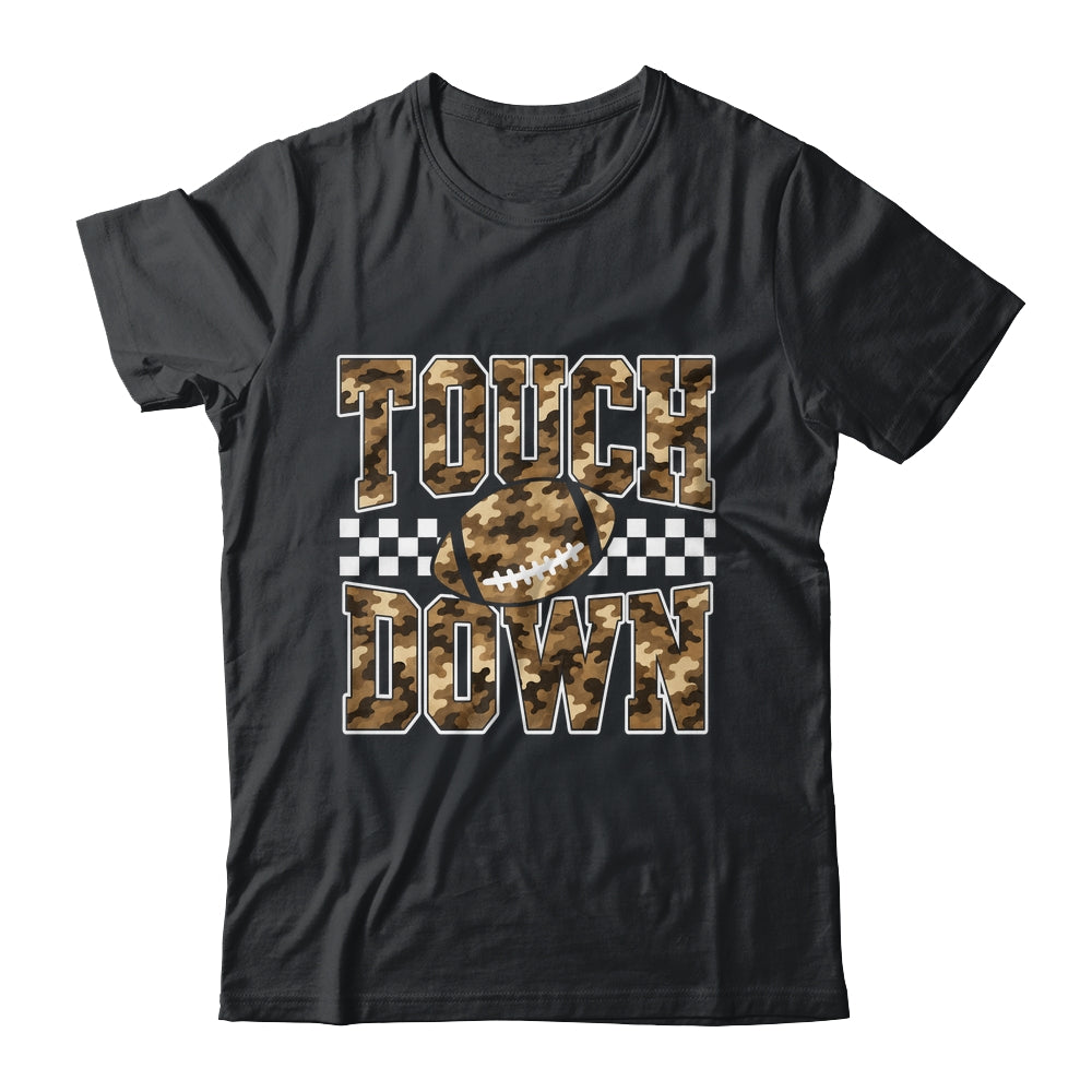 Camo Checkered Football Touchdown Game Day Fall Season Mom Shirt & Sweatshirt | siriusteestore