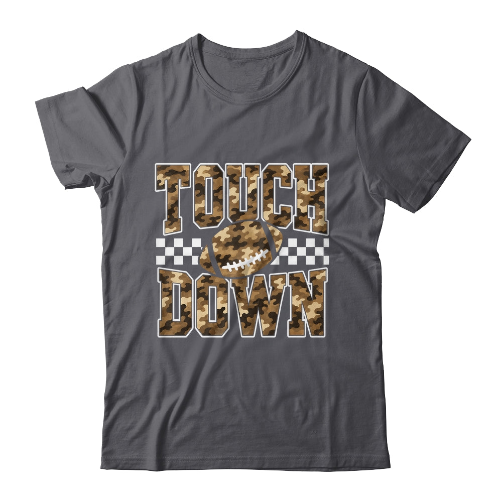 Camo Checkered Football Touchdown Game Day Fall Season Mom Shirt & Sweatshirt | siriusteestore