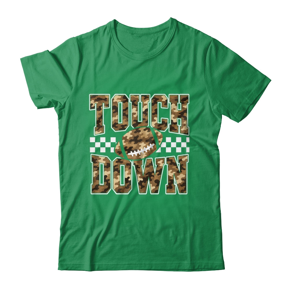 Camo Checkered Football Touchdown Game Day Fall Season Mom Shirt & Sweatshirt | siriusteestore