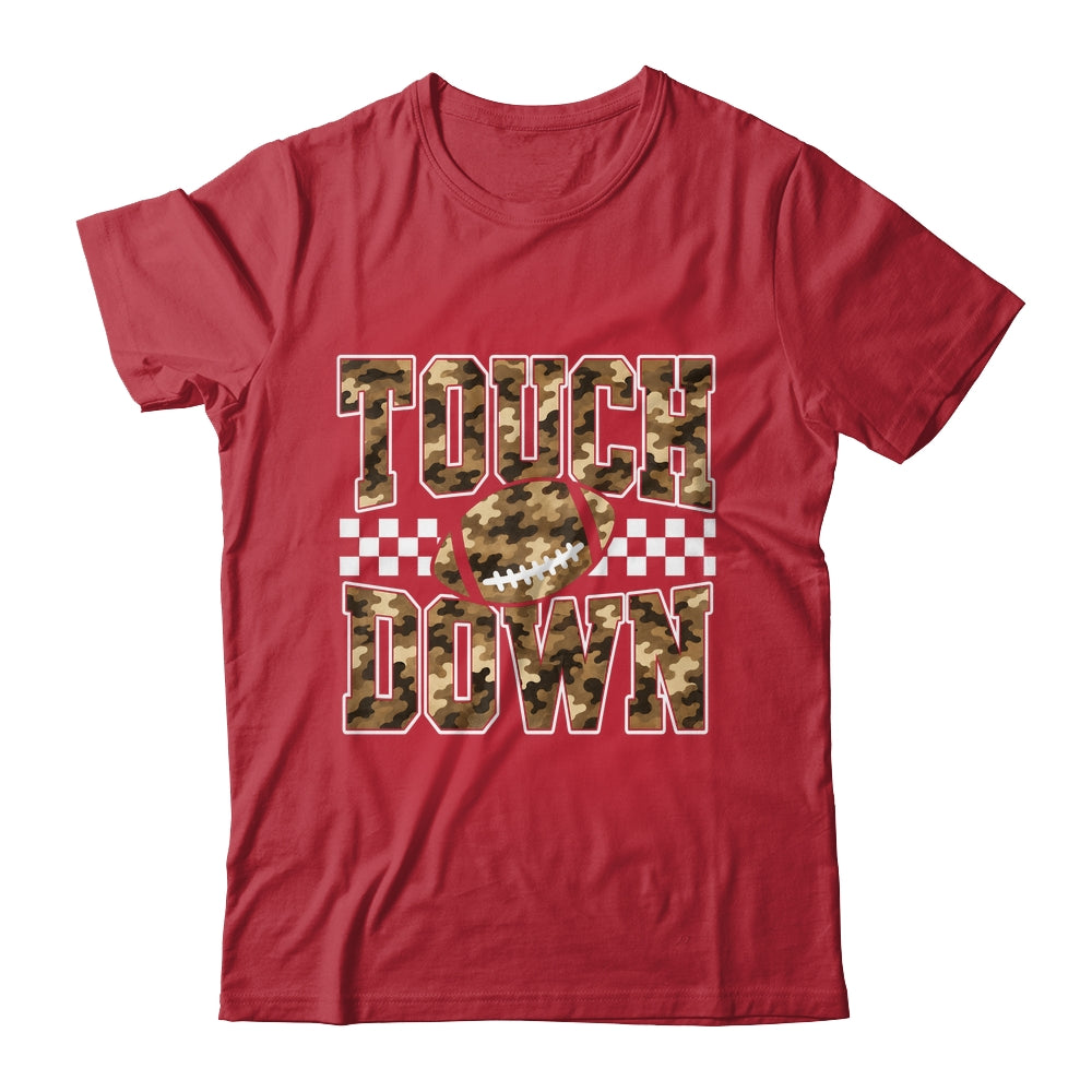 Camo Checkered Football Touchdown Game Day Fall Season Mom Shirt & Sweatshirt | siriusteestore
