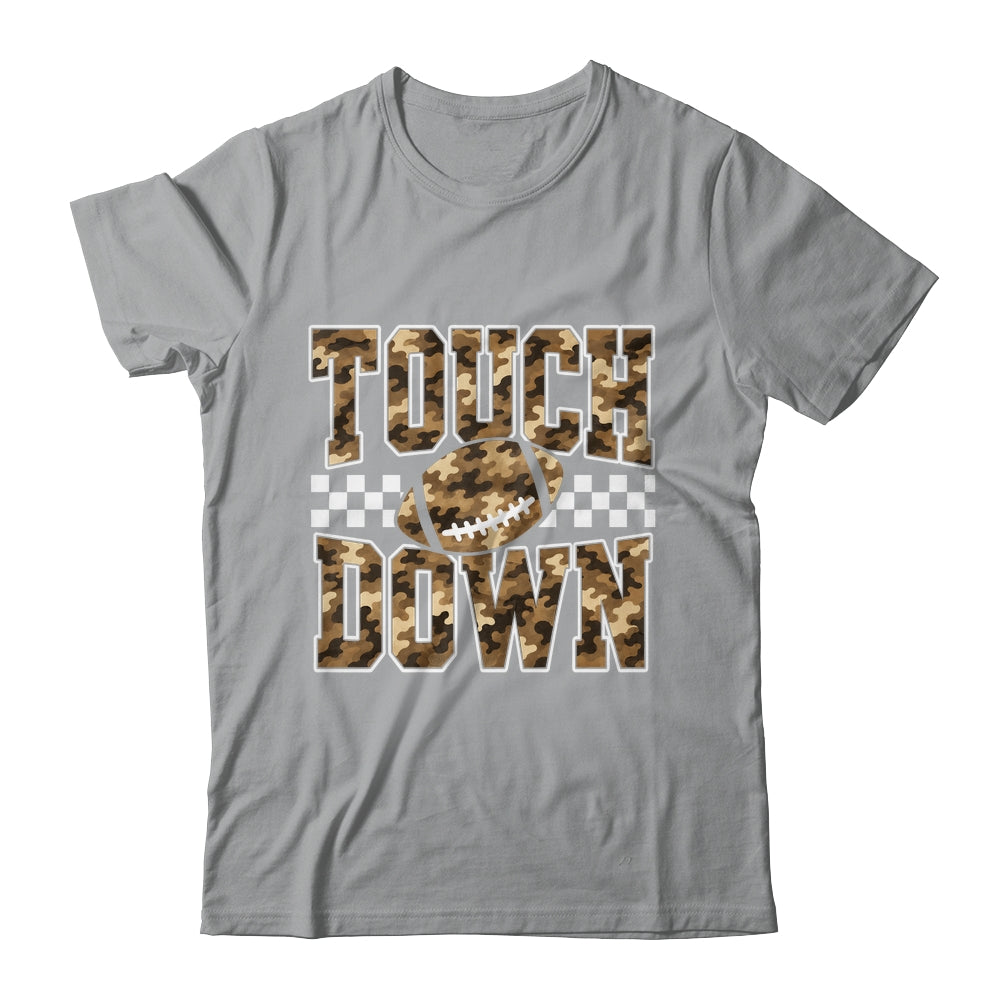 Camo Checkered Football Touchdown Game Day Fall Season Mom Shirt & Sweatshirt | siriusteestore