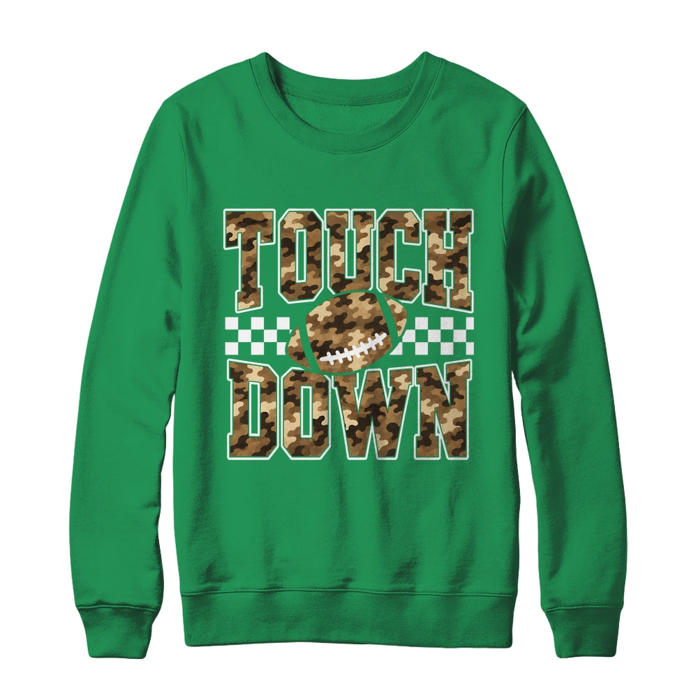 Camo Checkered Football Touchdown Game Day Fall Season Mom Shirt & Sweatshirt | siriusteestore