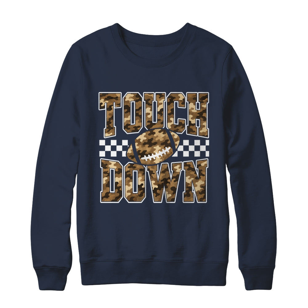 Camo Checkered Football Touchdown Game Day Fall Season Mom Shirt & Sweatshirt | siriusteestore