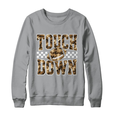 Camo Checkered Football Touchdown Game Day Fall Season Mom Shirt & Sweatshirt | siriusteestore