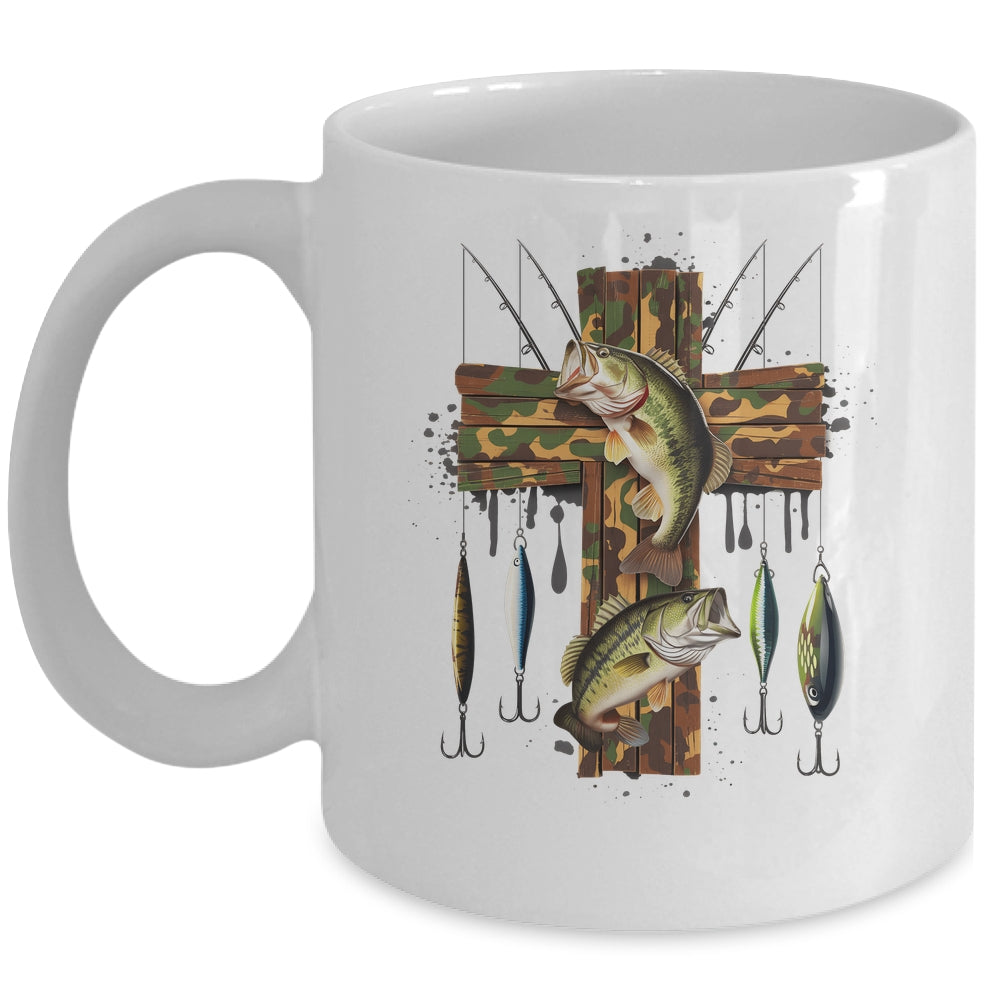 Camo Cross Fishing Christian Fishers Of Men Bible Faith Fish Mug | siriusteestore